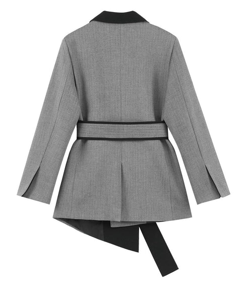 Contrast Lapel Sharp Tailored Jacket